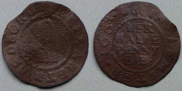 Leominster, Elizabeth Bedford 1667 halfpenny Leominster, Elizabeth Bedford 1667 halfpenny
